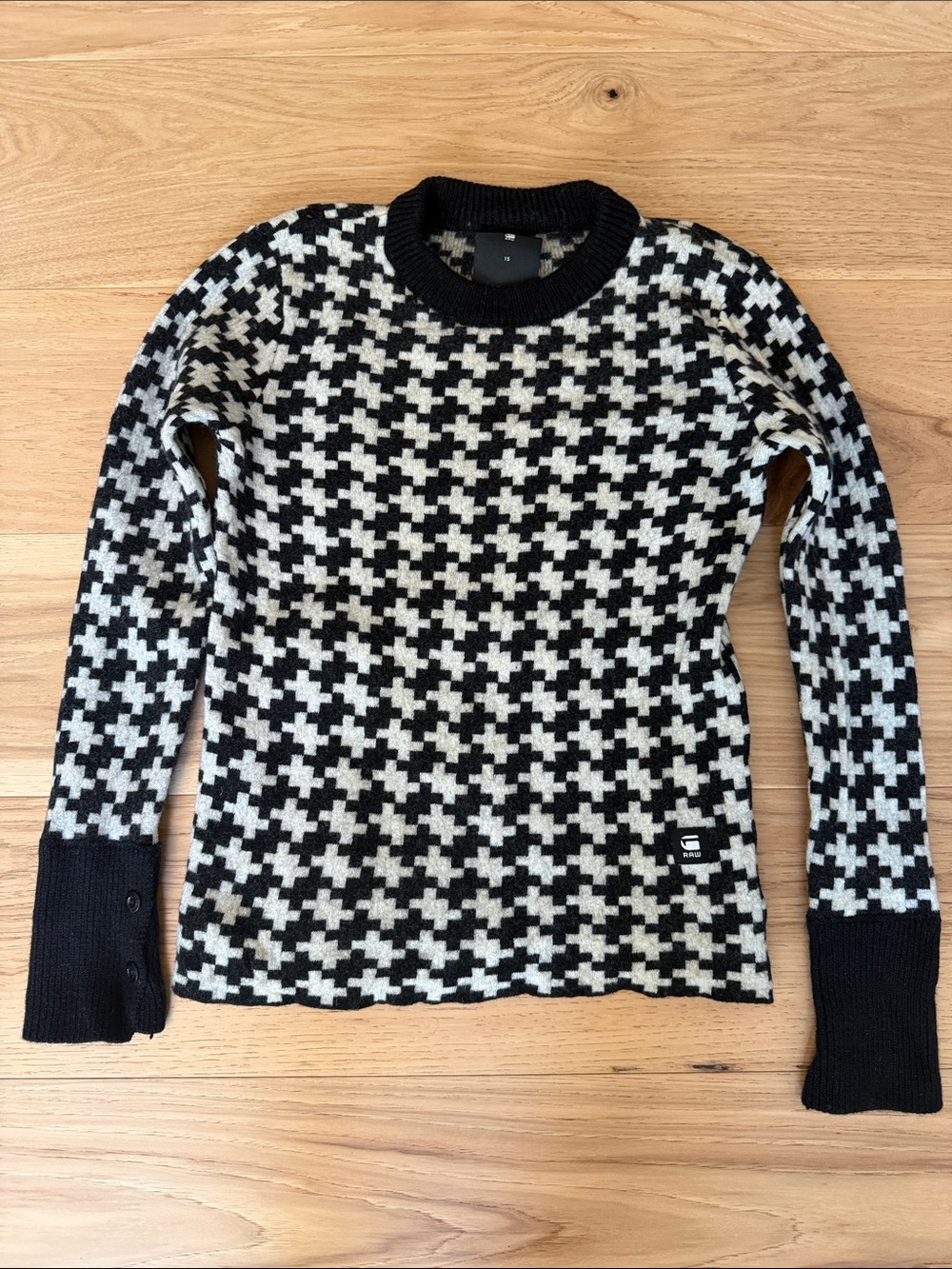 G-Star Black & White Houndstooth Crewneck Sweater